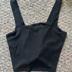 American Eagle Outfitters Black Sleeveless Crop Tank